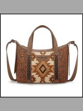 Aztec Tapestry Crossbody Handbag Tooled Floral Western Small Purse